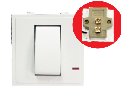 20A 1 Way Switch Porcelain & Indicator